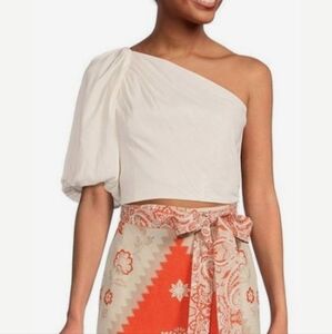 Antonio Melani Amara One Shoulder Linen Blend Ivory Top 8